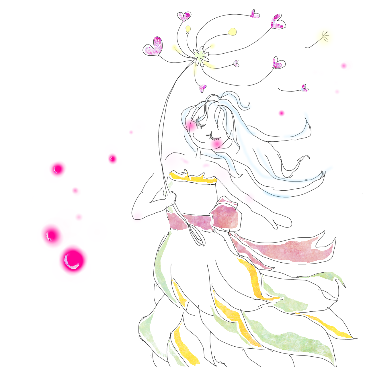 風にギフトを飛ばす少女の挿絵